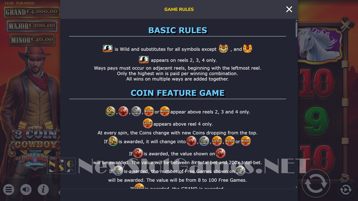 3 Coin Cowboy Dollars & Dreams Slot Slot Image in Demo - pic. 4