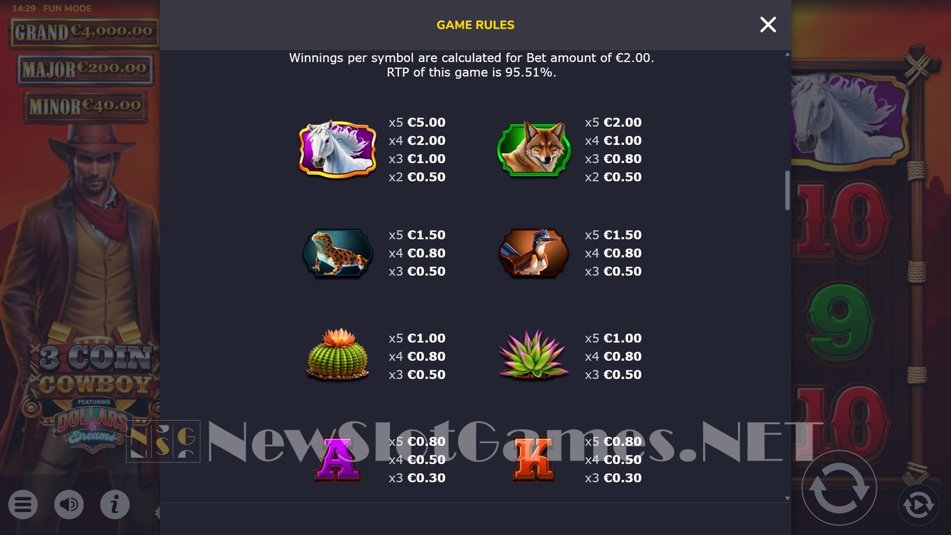 3 Coin Cowboy Dollars & Dreams Slot Slot Image in Demo - pic. 5