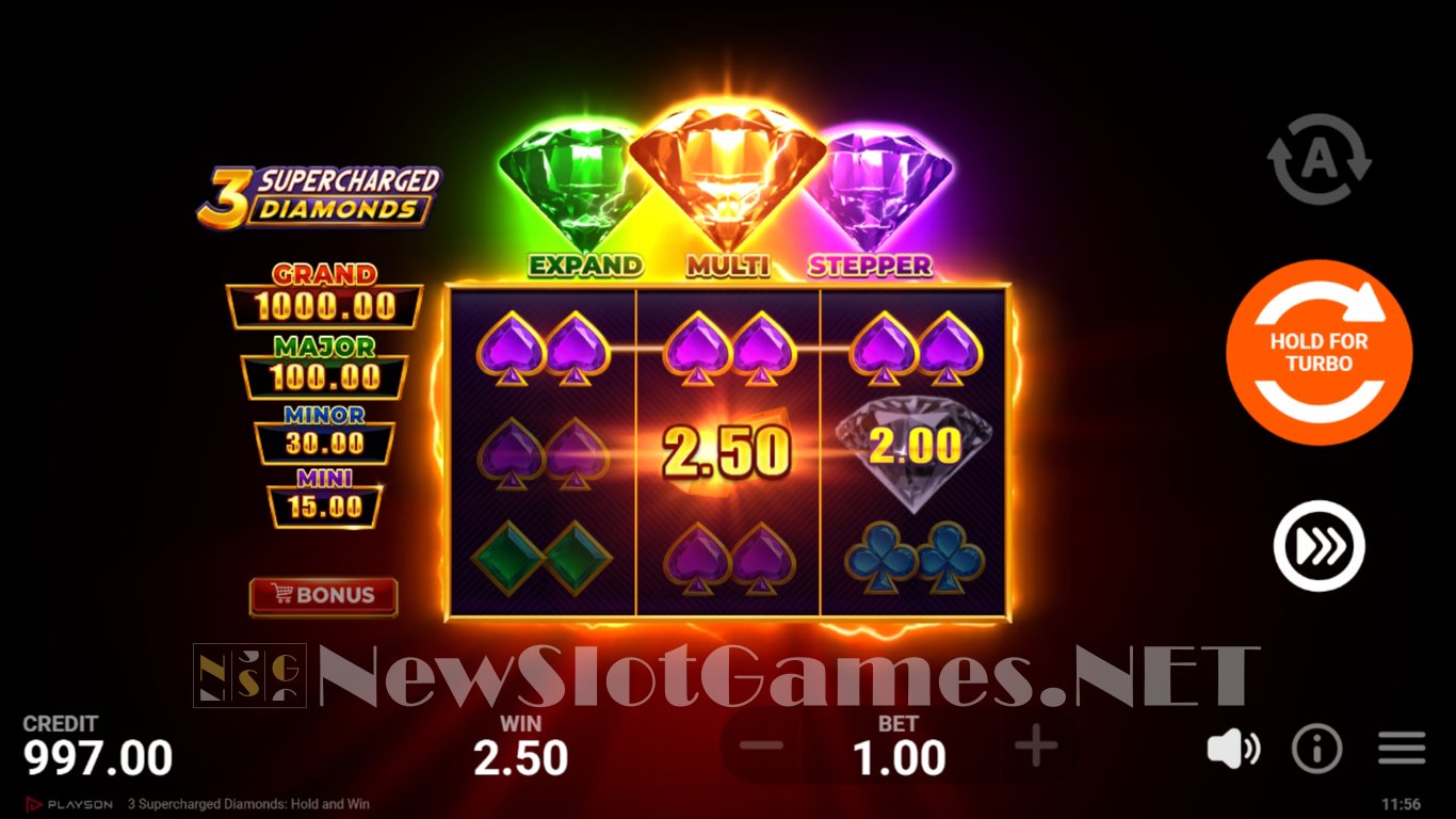 3 Supercharged Diamonds Slot Demo Image