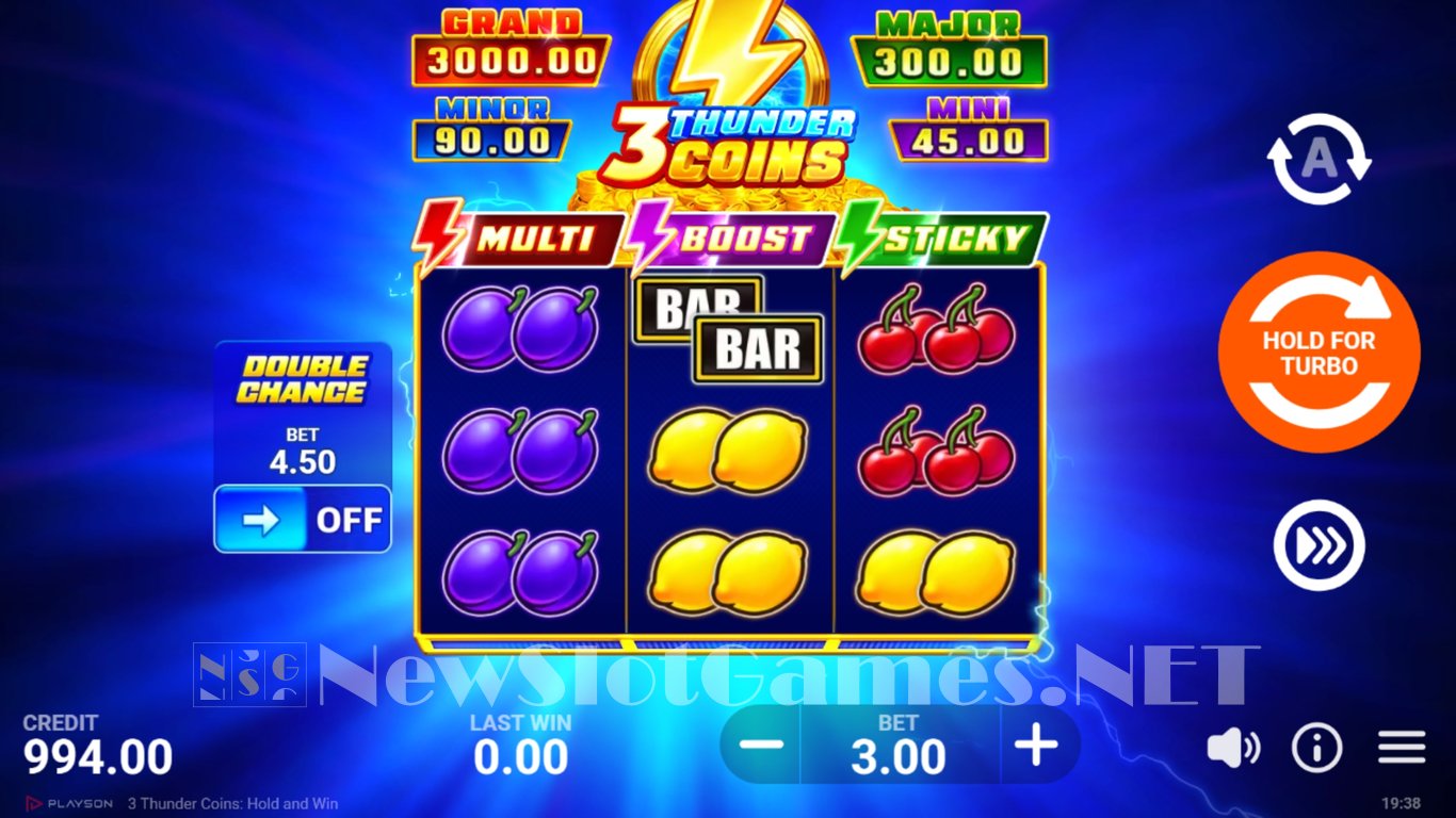 3 Thunder Coins Hold and Win Slot Demo Image