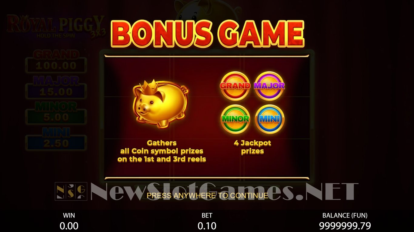3x3 Royal Piggy Hold The Spin Slot Slot Image in Demo - pic. 3