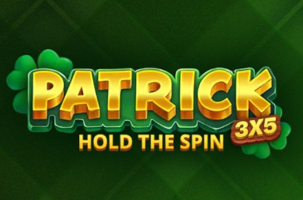 3x5 Patrick Hold the Spin Slot Logo