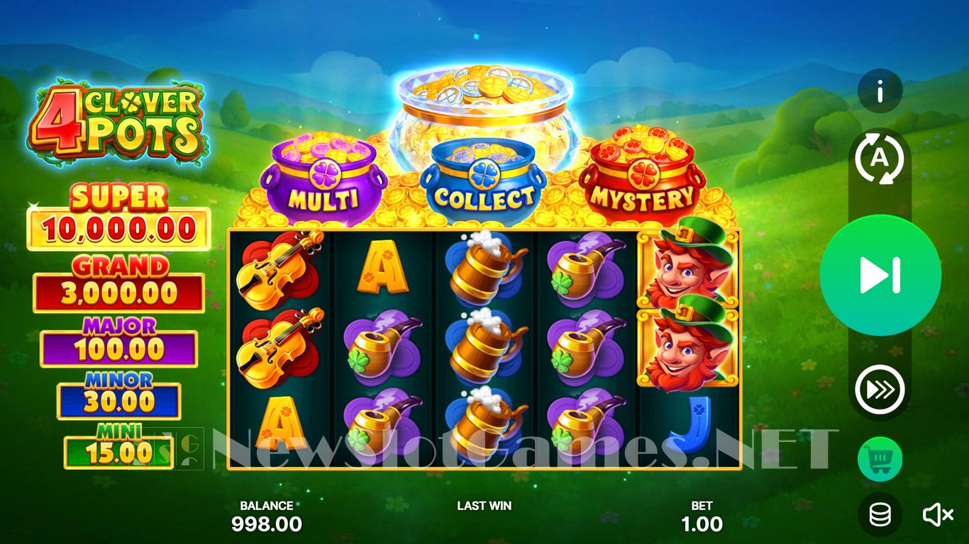4 Clover Pots Hold and Win Slot Demo Image