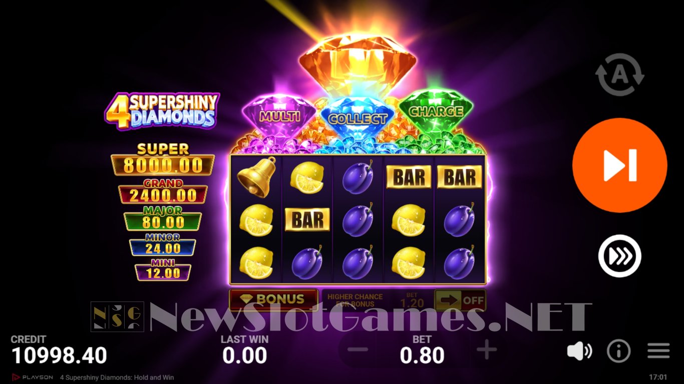 4 Supershiny Diamonds Slot Demo Image