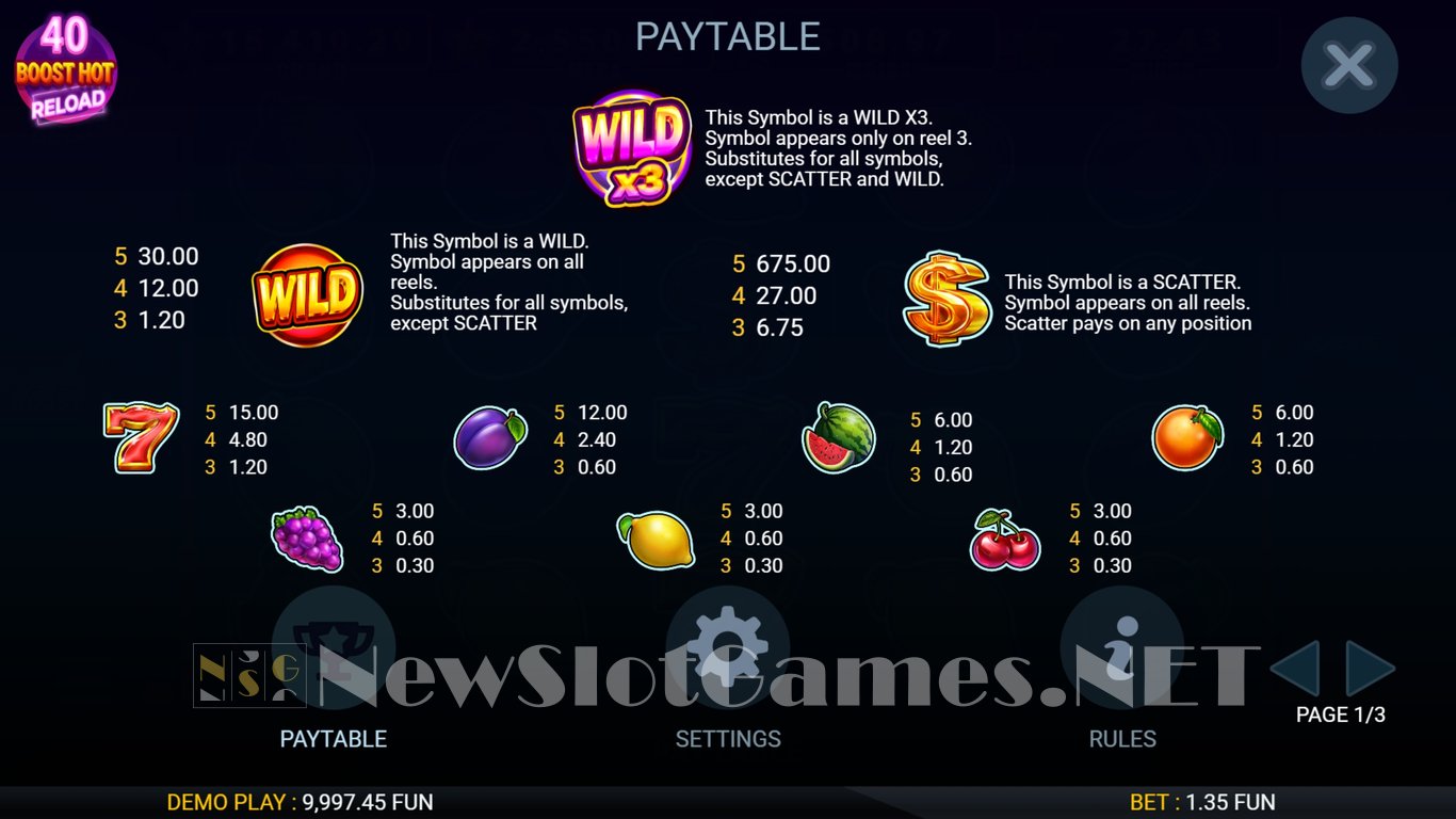 40 Boost Hot Reload Slot Slot Image in Demo - pic. 5