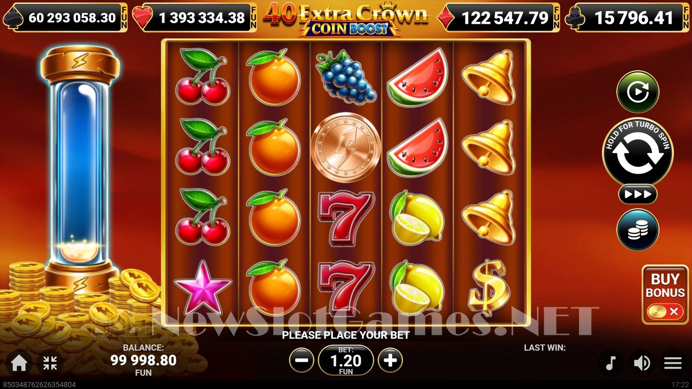 40 Extra Crown Coin Boost Slot Demo Image