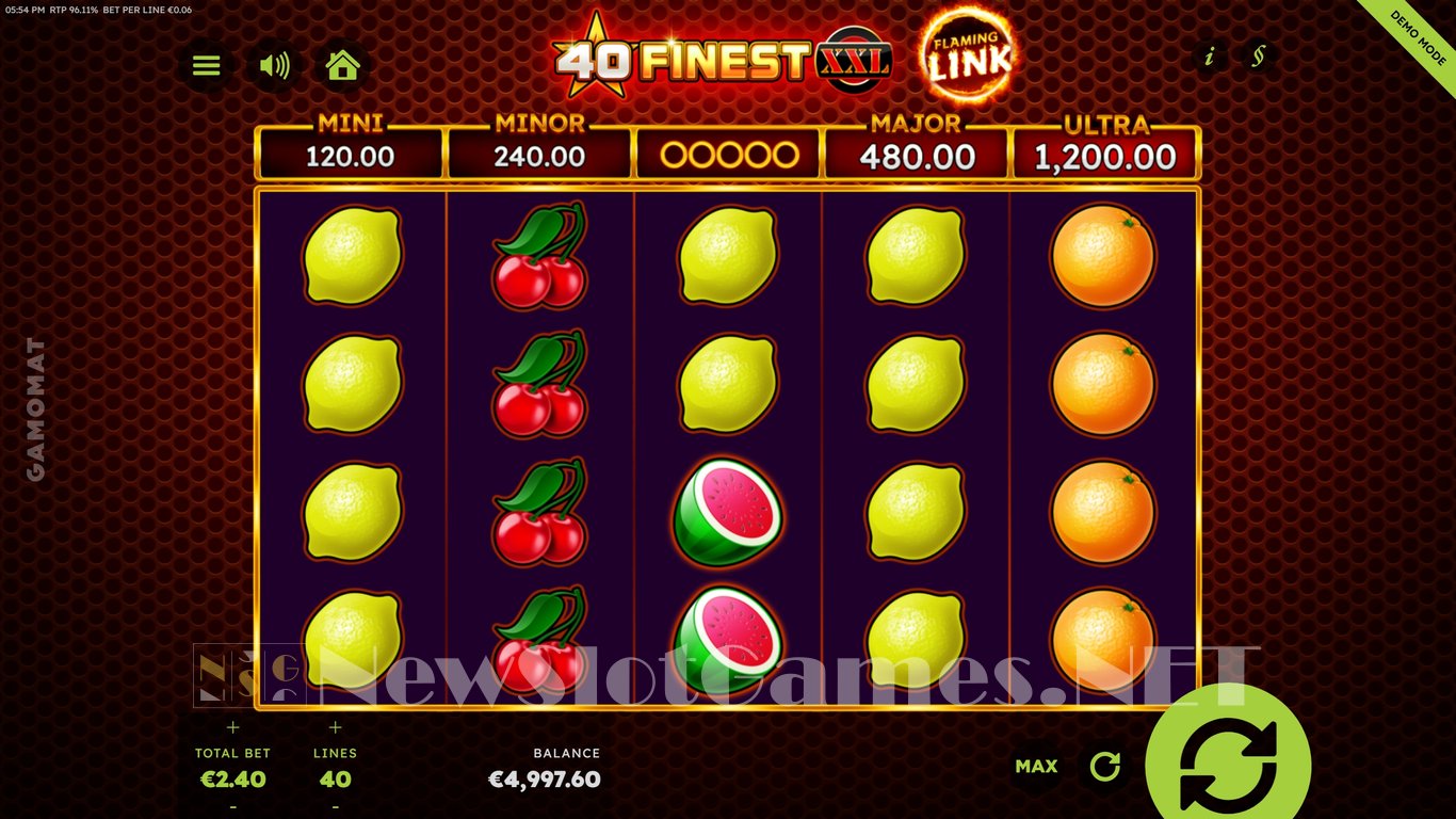 40 Finest XXL Flaming Link Slot Demo Image