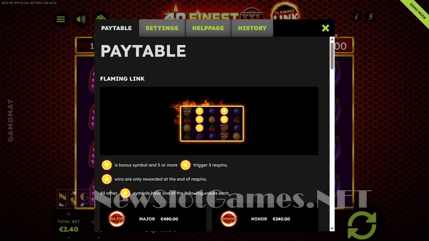 40 Finest XXL Flaming Link Slot Slot Image in Demo - pic. 4