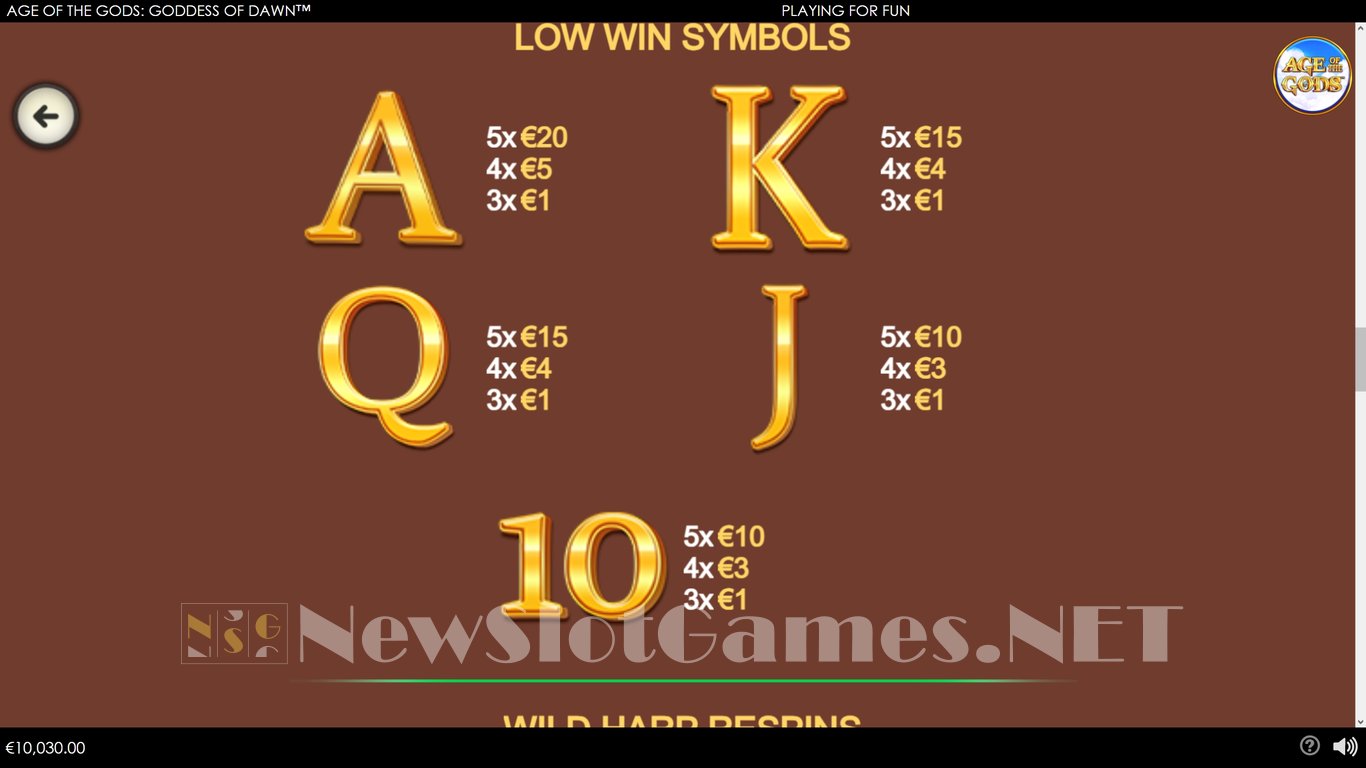 Age Of The Gods Goddess of Dawn Slot Slot Image in Demo - pic. 6