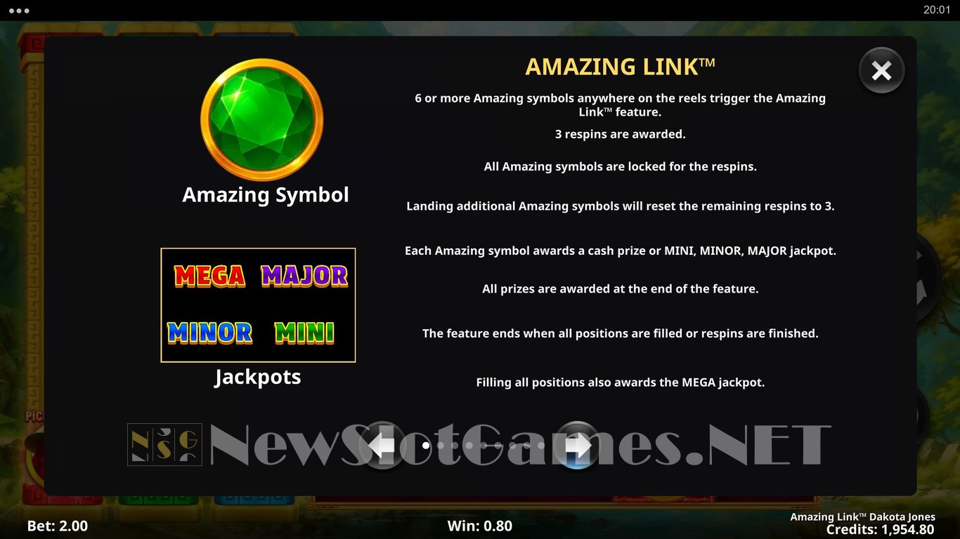 Amazing Link Dakota Jones Slot Slot Image in Demo - pic. 4