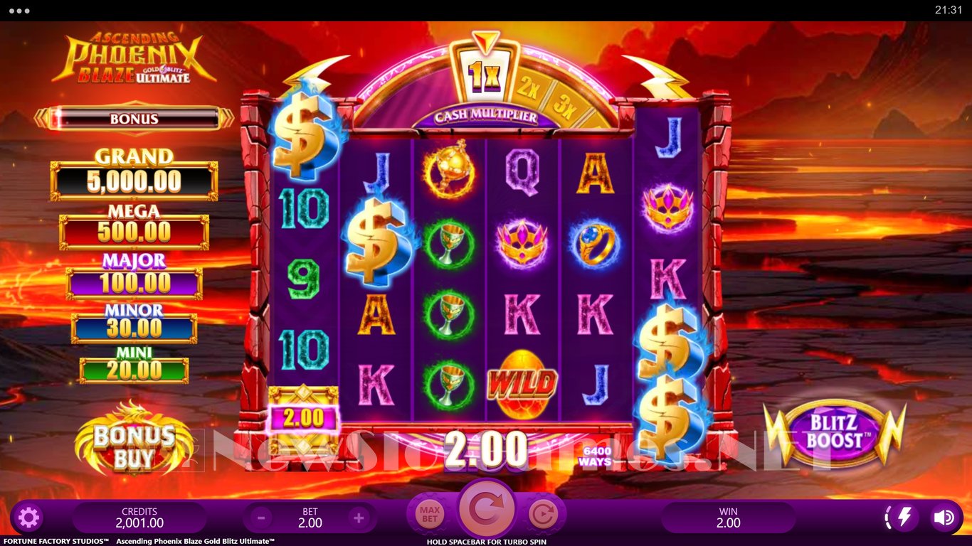 Ascending Phoenix Blaze Gold Blitz Ultimate Slot Demo Image