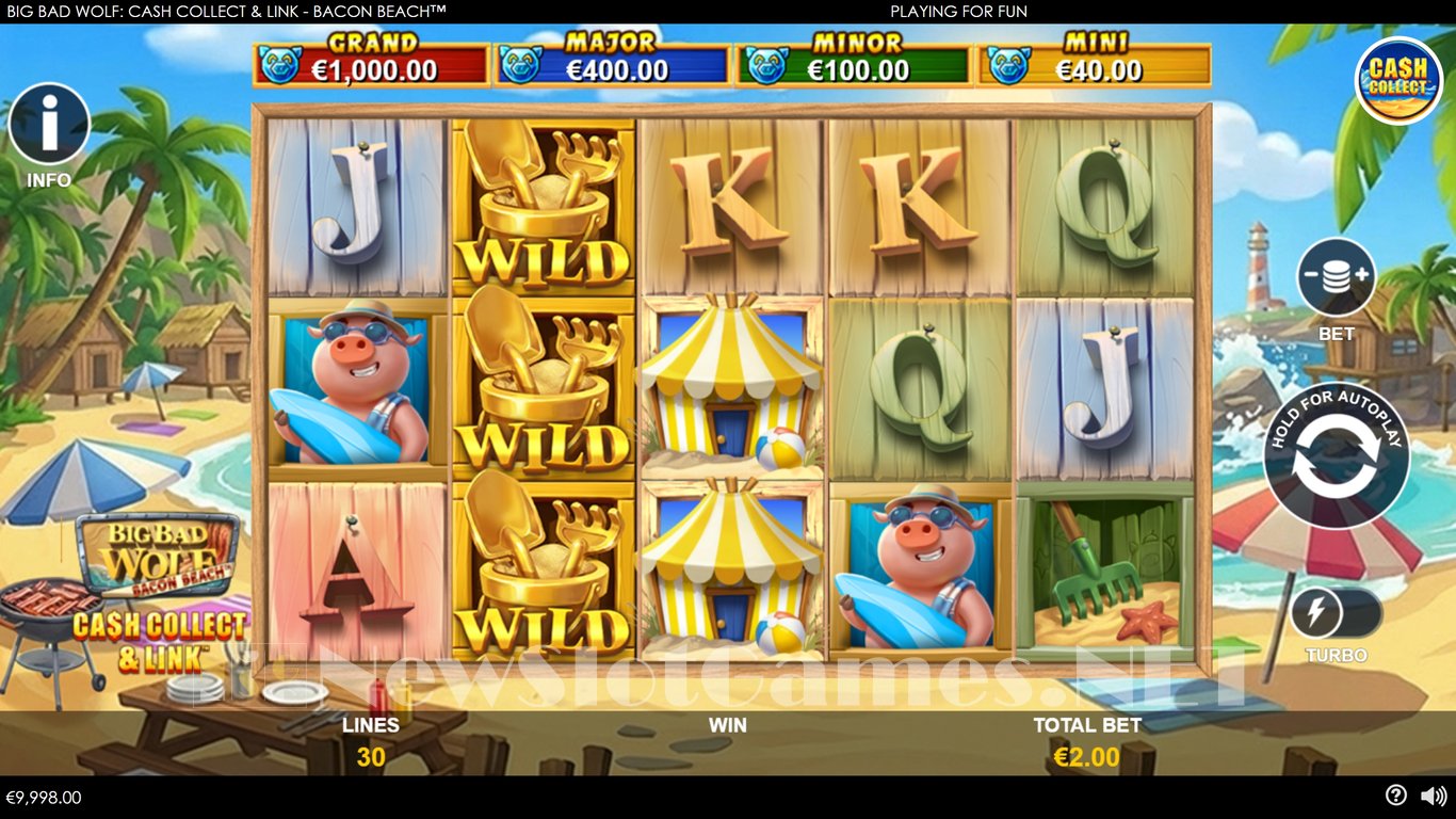 Big Bad Wolf Cash Collect & Link -Bacon Beach Slot Demo Image