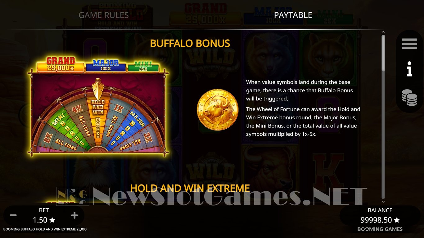 Booming Buffalo Hold and Win Extreme 25000 Slot Slot Image in Demo - pic. 7