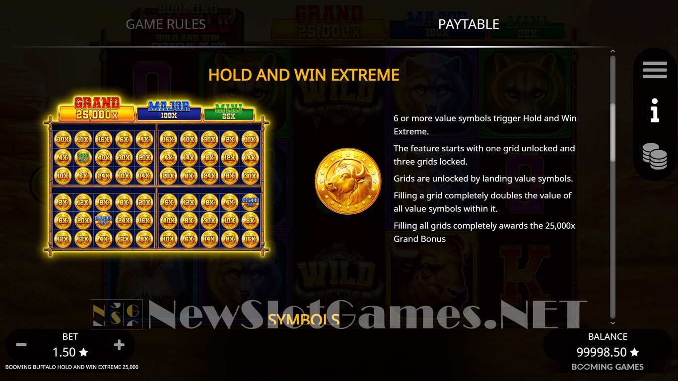 Booming Buffalo Hold and Win Extreme 25000 Slot Slot Image in Demo - pic. 9