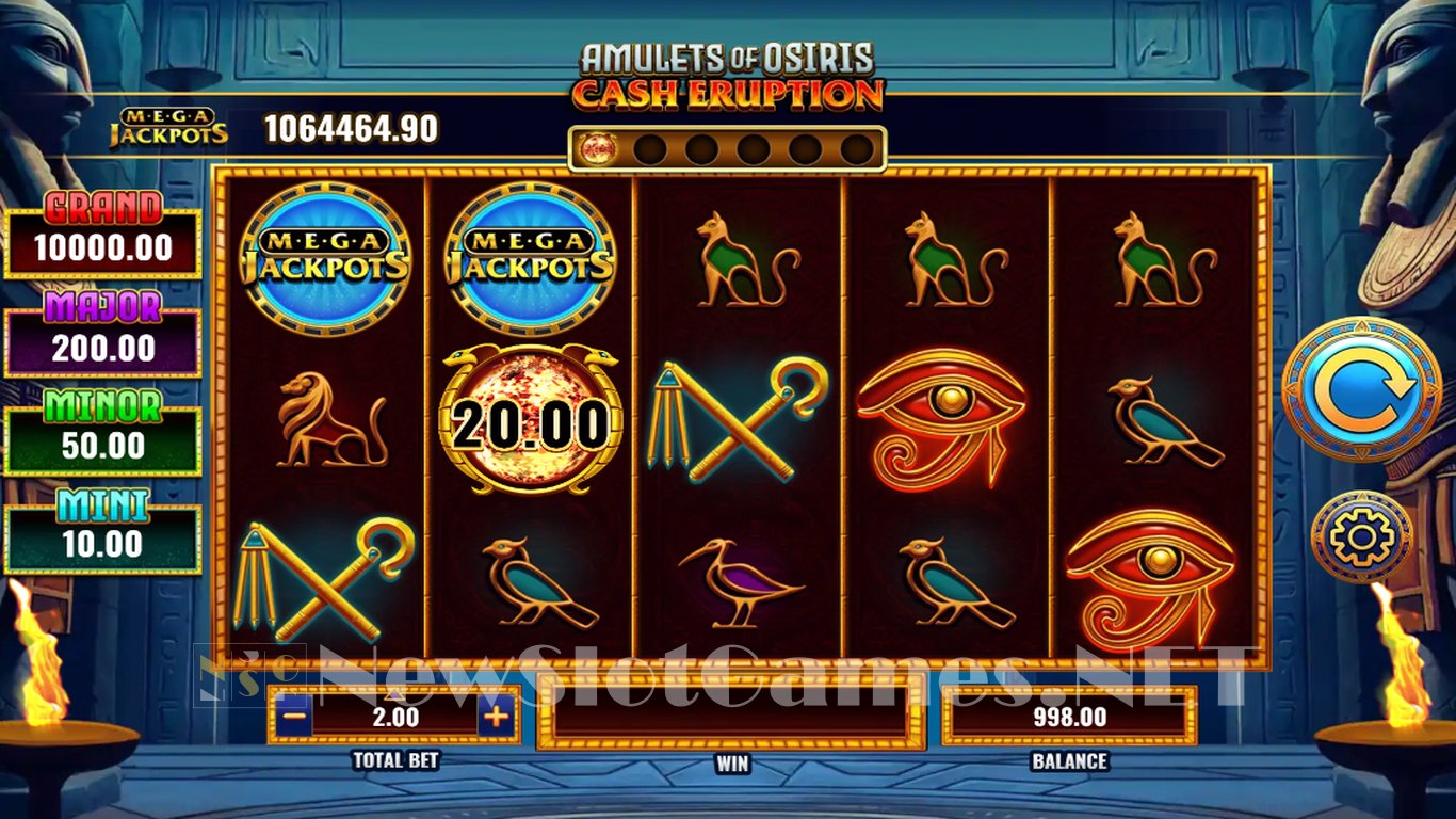 Cash Eruption MegaJackpots Amulets of Osiris Slot Demo Image