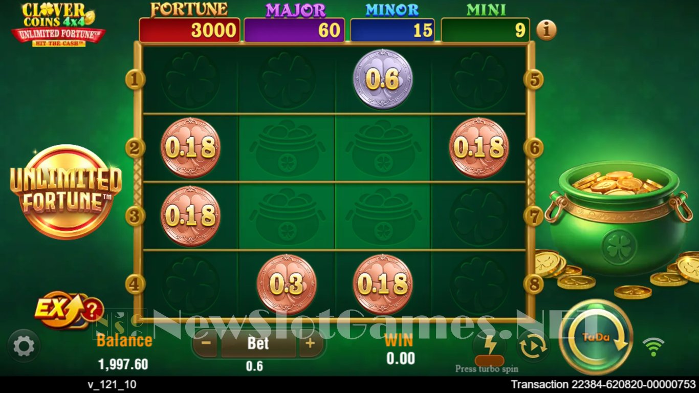 Clover Coins 4x4 Unlimited Fortune Slot Slot Image in Demo - pic. 2