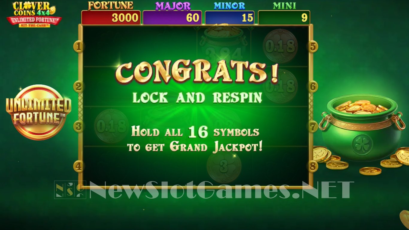 Clover Coins 4x4 Unlimited Fortune Slot Slot Image in Demo - pic. 4