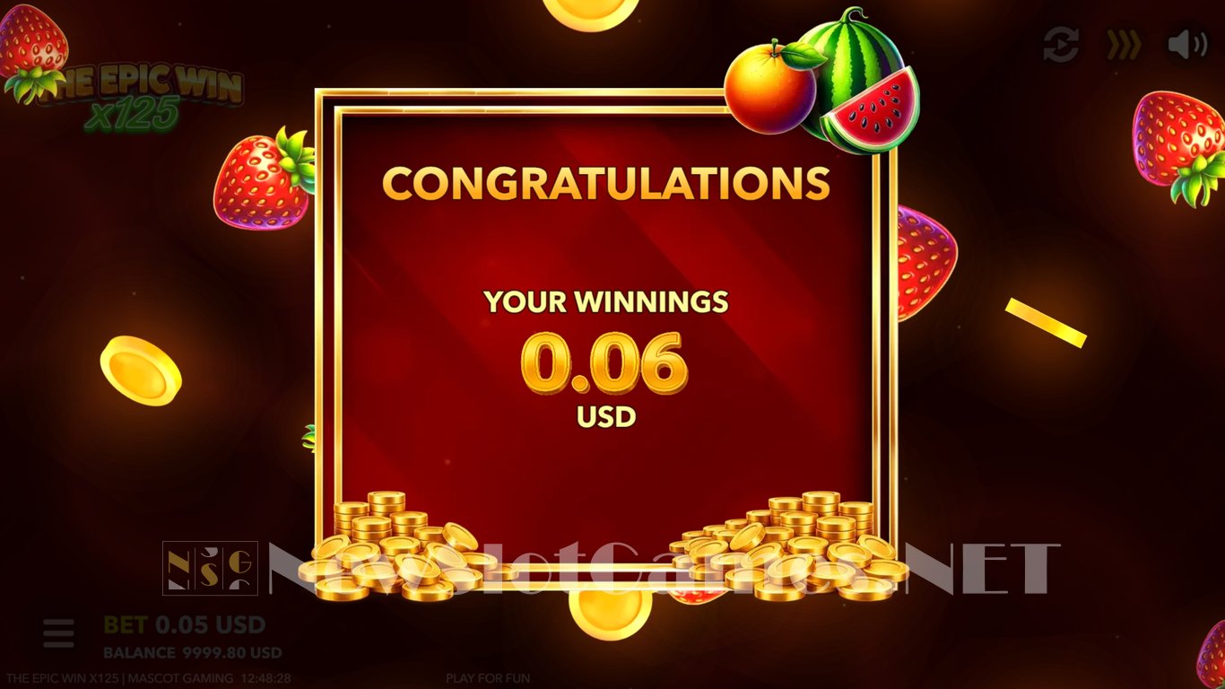 The Epic Win x125 Slot Demo Image