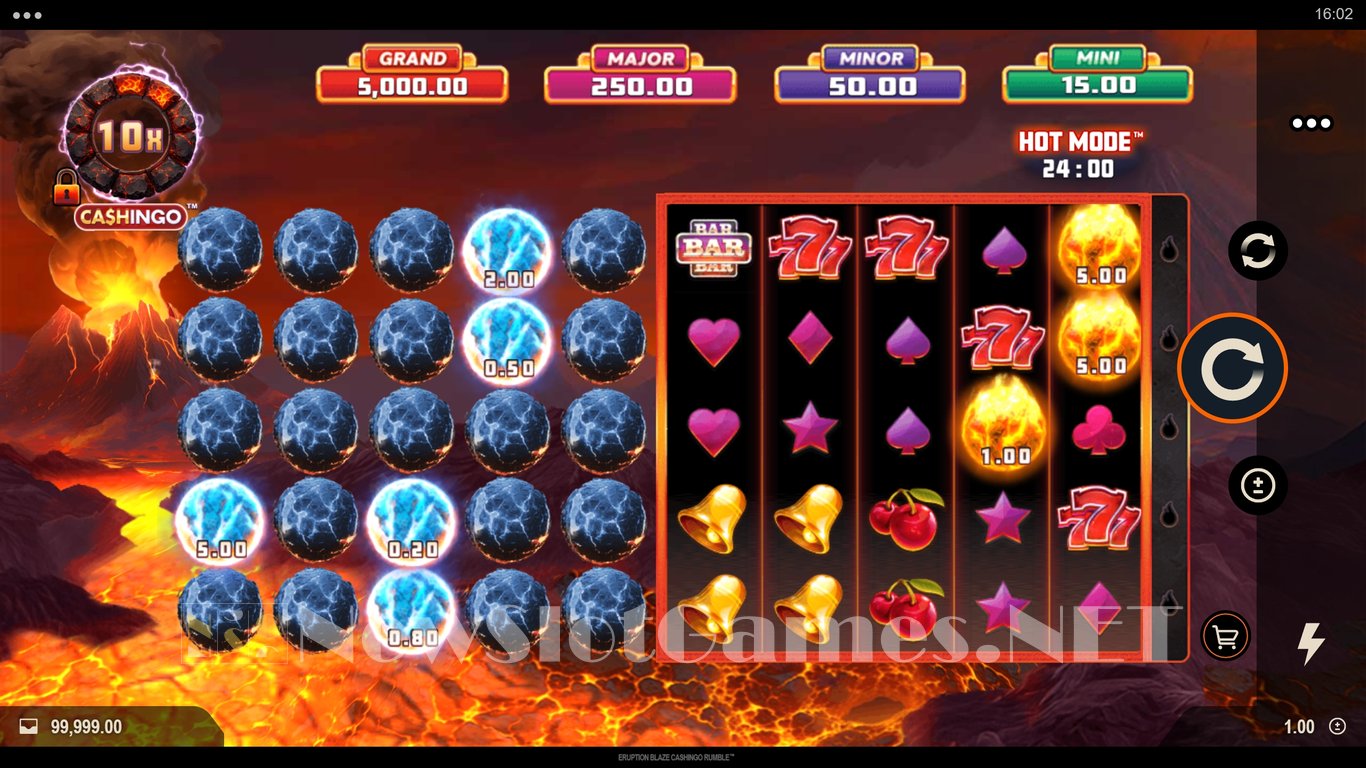 Eruption Blaze CASHINGO Rumble Slot Demo Image