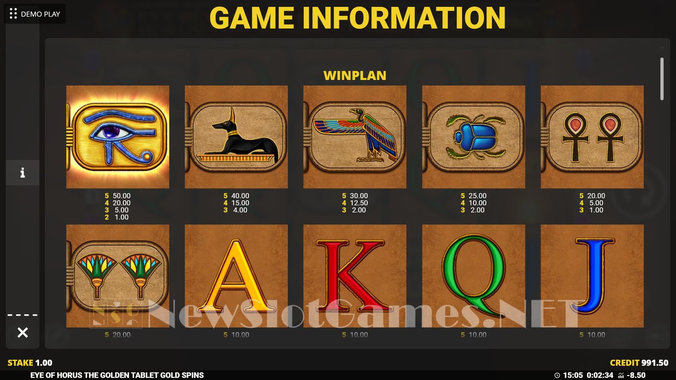 Eye of Horus The Golden Tablet Gold Spins Slot Slot Image in Demo - pic. 4