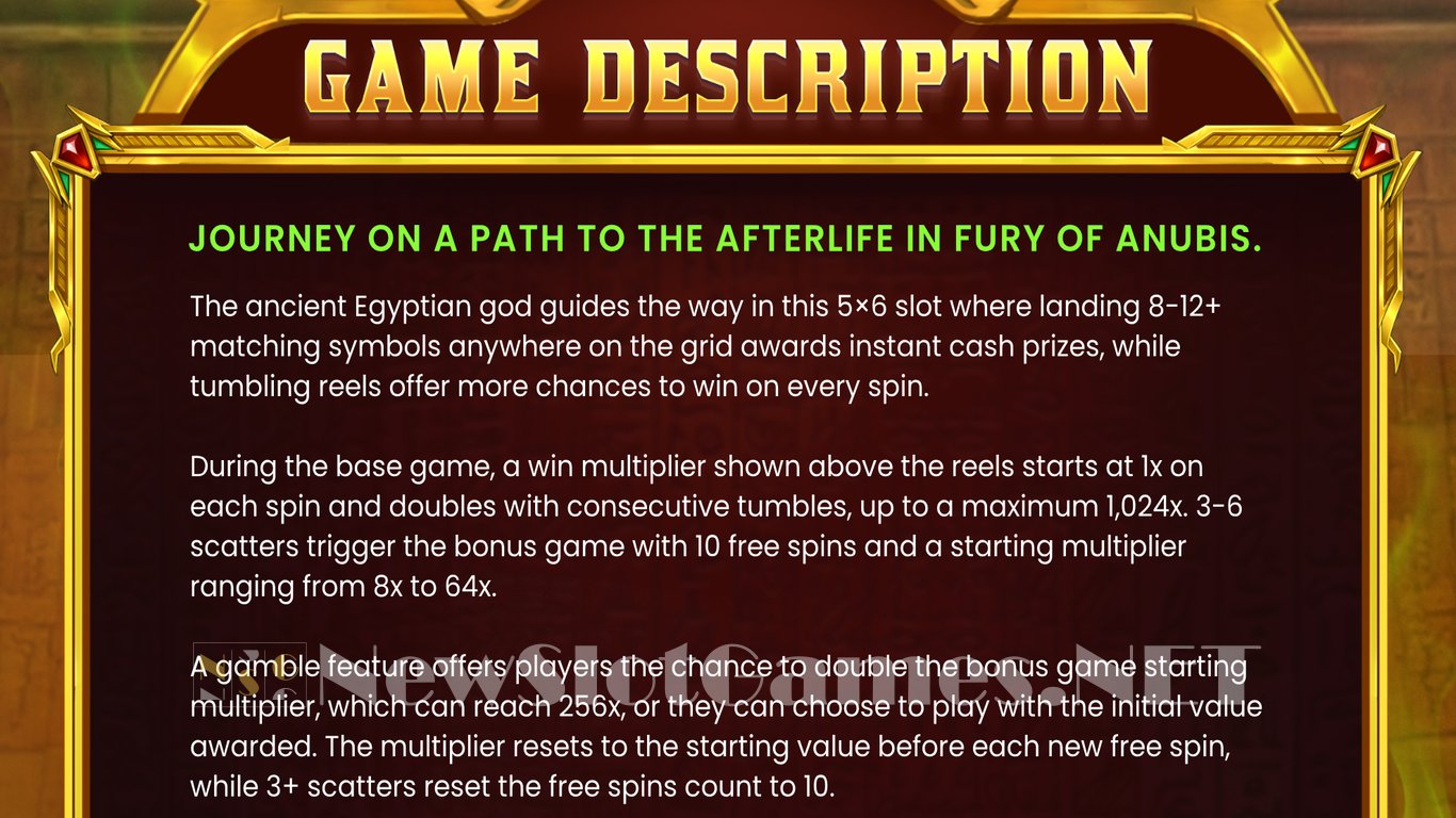 Fury of Anubis Slot Demo Image