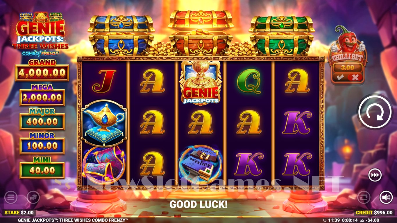 Genie Jackpots Three Wishes Combo Frenzy Slot Demo Image