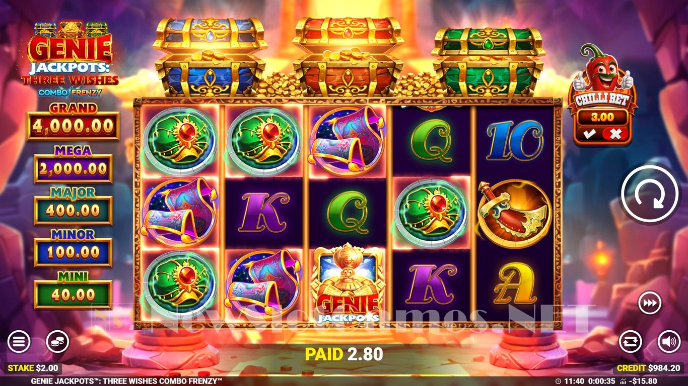 Genie Jackpots Three Wishes Combo Frenzy Slot Slot Image in Demo - pic. 2