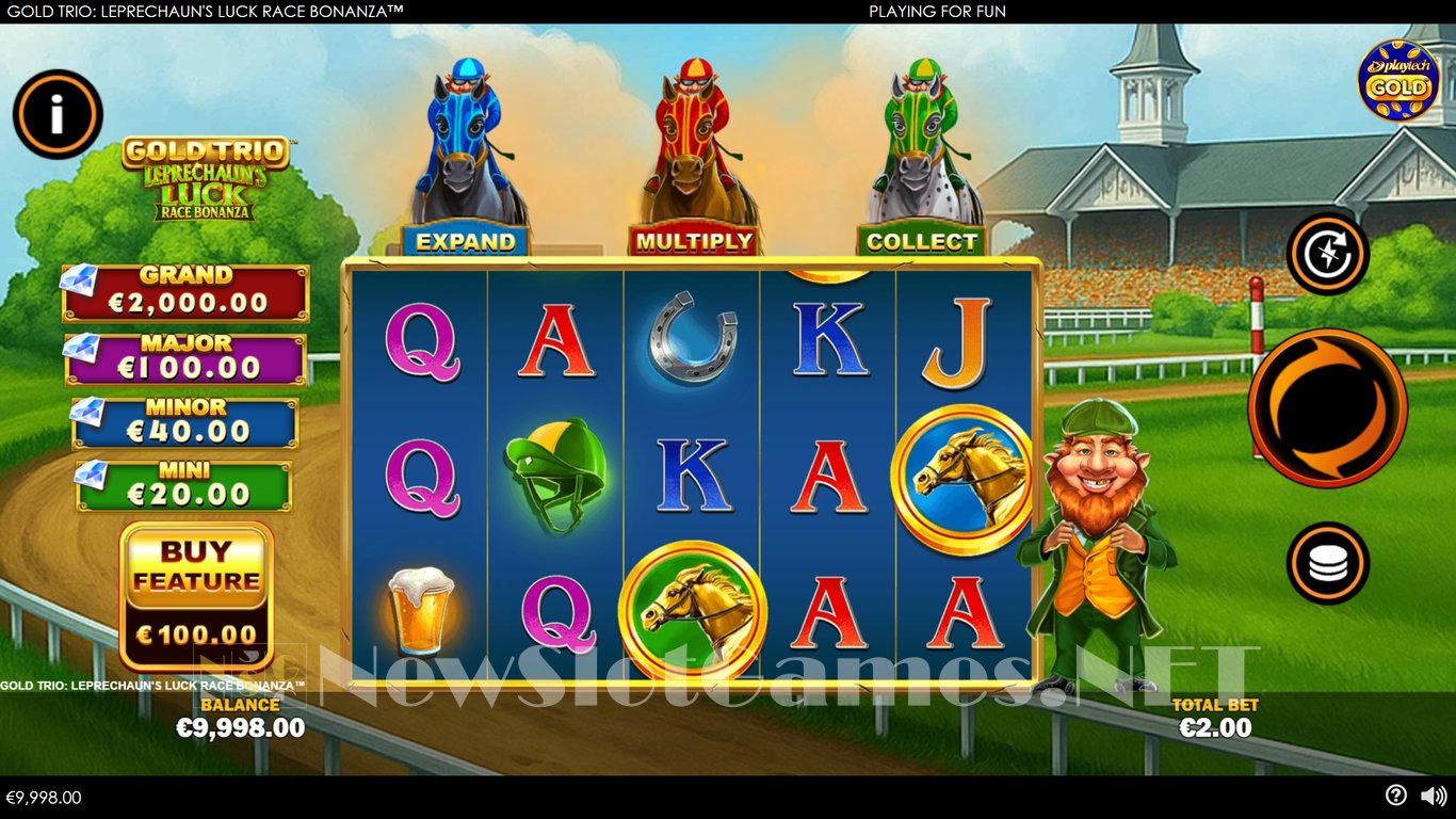 Gold Trio Leprechauns Luck Race Bonanza Slot Demo Image