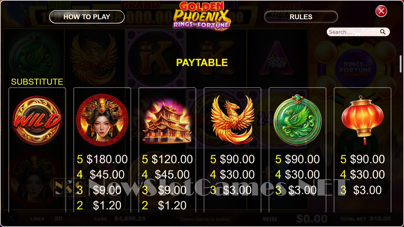 Golden Phoenix Rings of Fortune Slot Slot Image in Demo - pic. 5