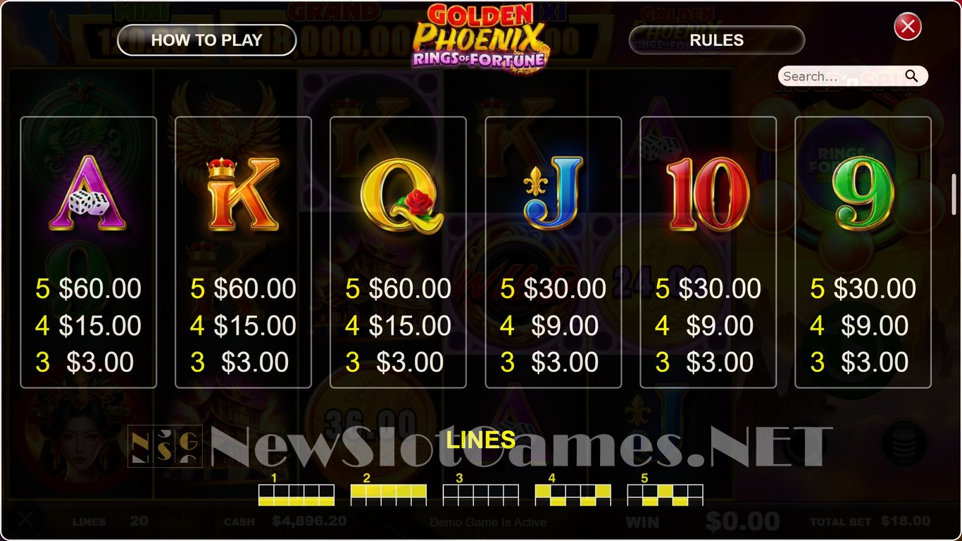 Golden Phoenix Rings of Fortune Slot Slot Image in Demo - pic. 6