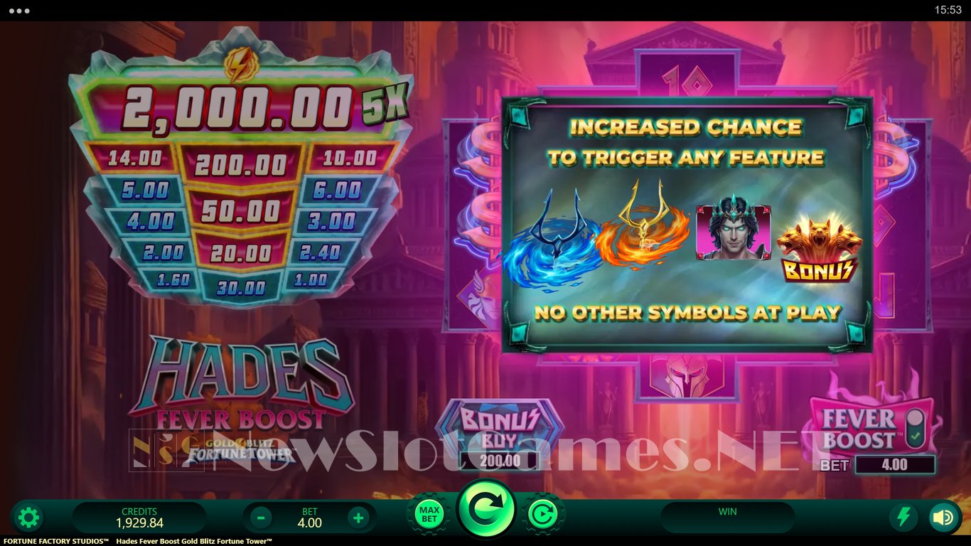 Hades Fever Boost Gold Blitz Fortune Tower Slot Slot Image in Demo - pic. 3