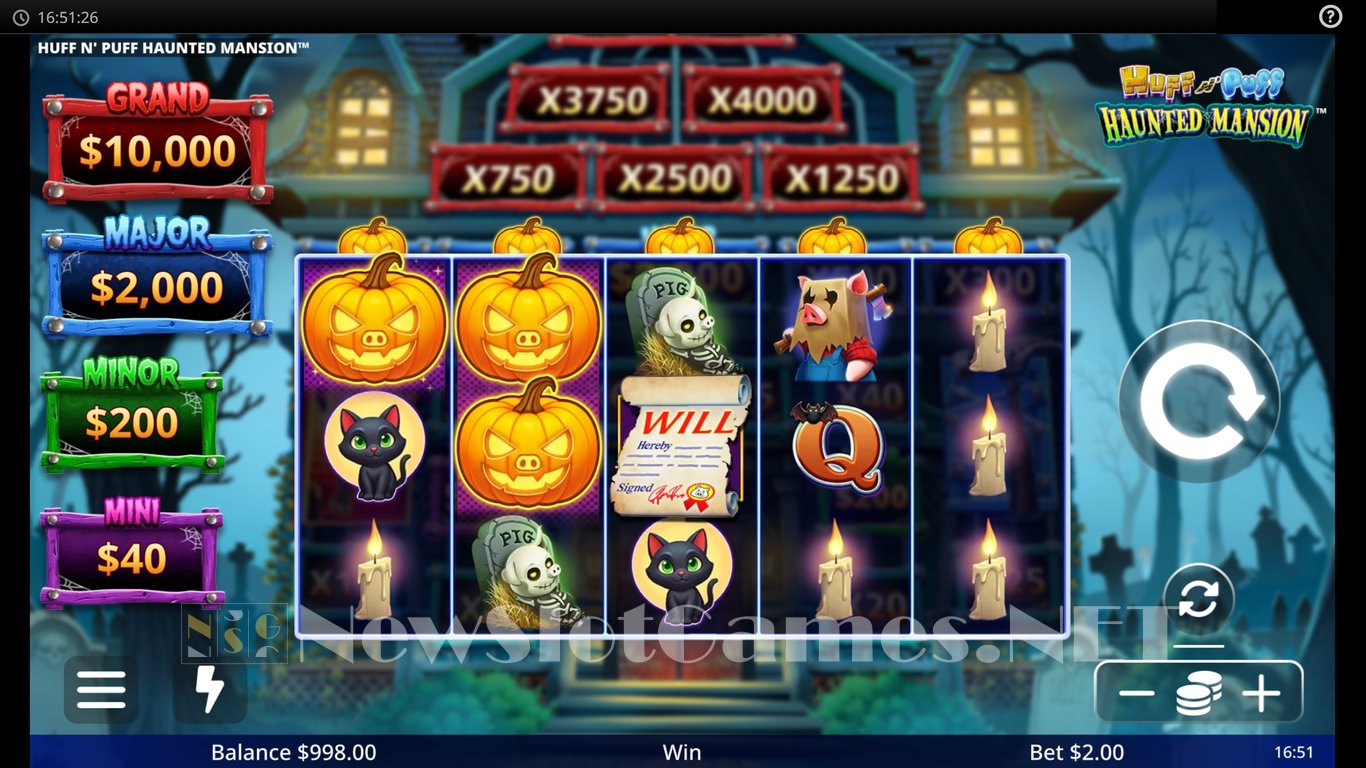 Huff N Puff Haunted Mansion Slot Demo Image