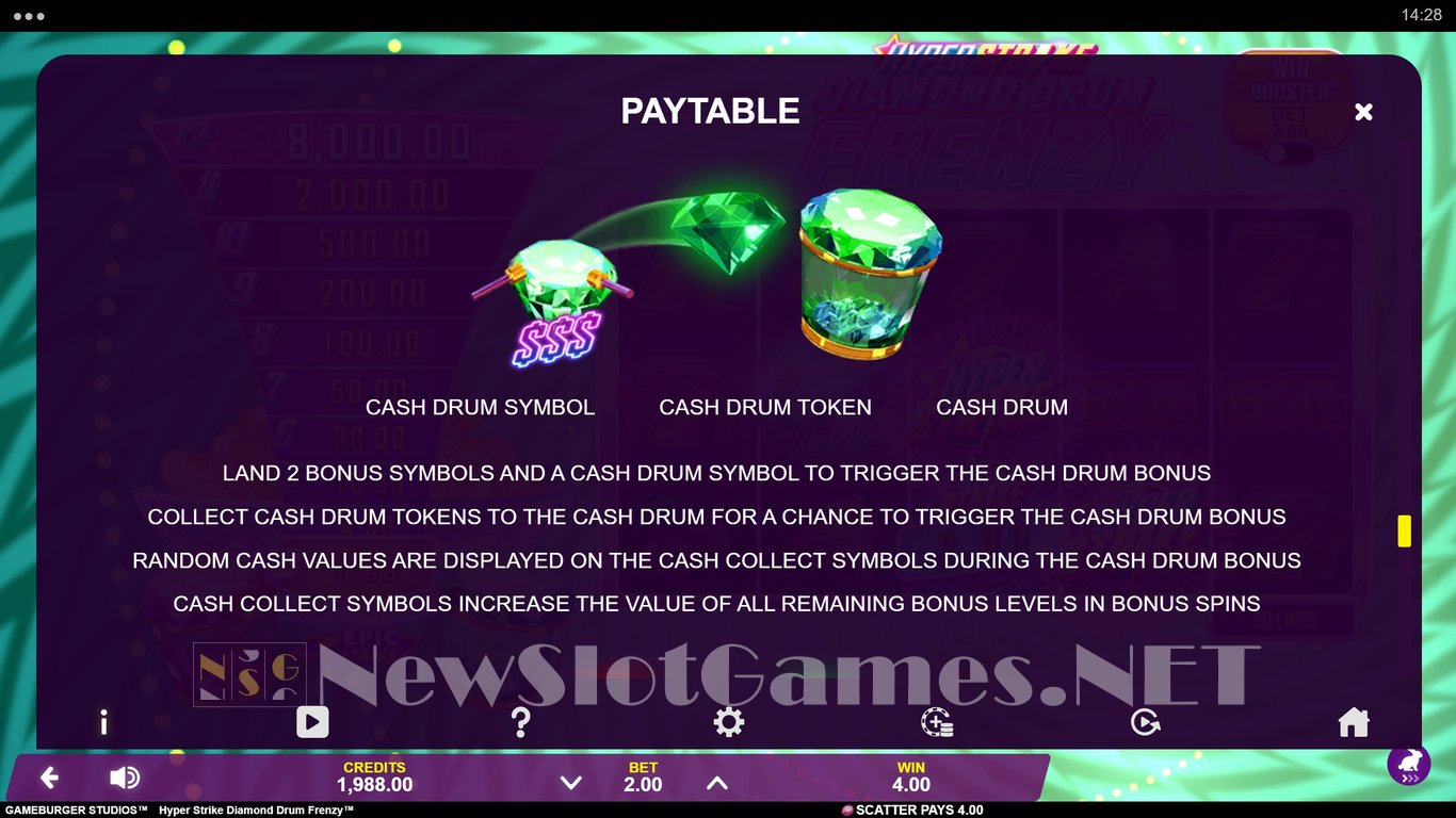 Hyper Strike Diamond Drum Frenzy Slot Slot Image in Demo - pic. 6