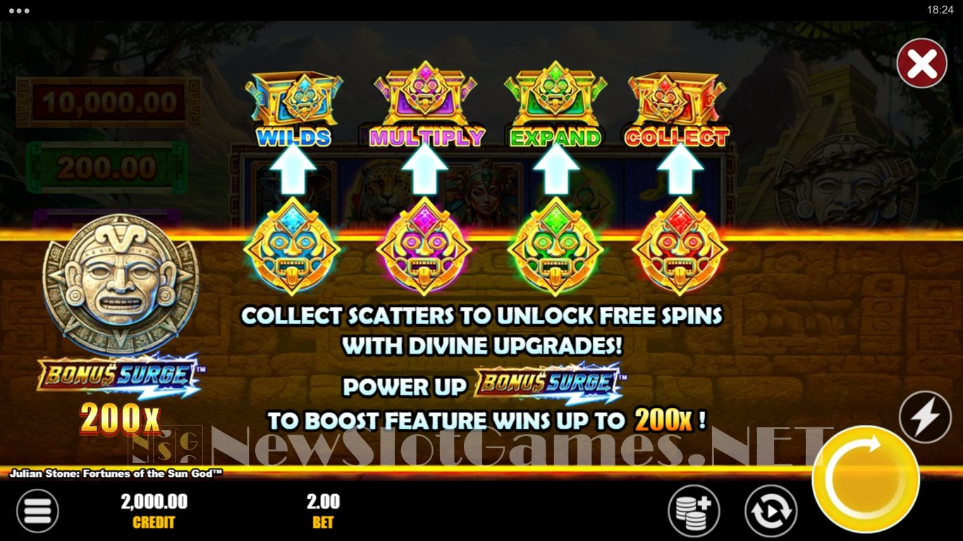 Julian Stone Fortunes of the Sun God Slot Demo Image