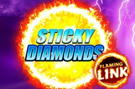 Sticky Diamonds Flaming Link Slot Logo