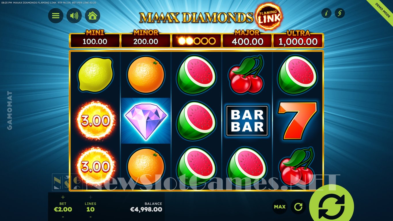 Maaax Diamonds Flaming Link Slot Demo Image