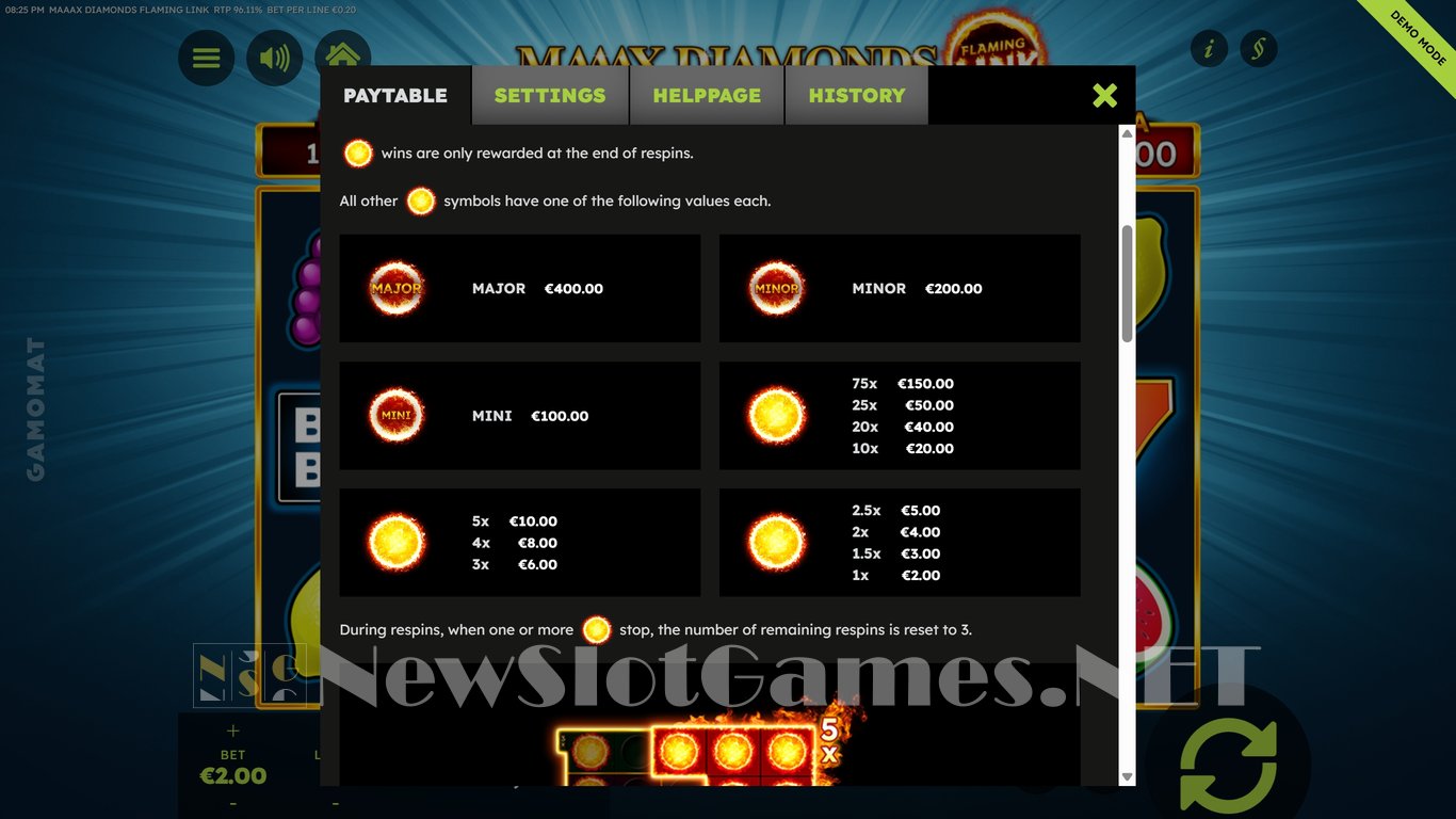 Maaax Diamonds Flaming Link Slot Slot Image in Demo - pic. 4