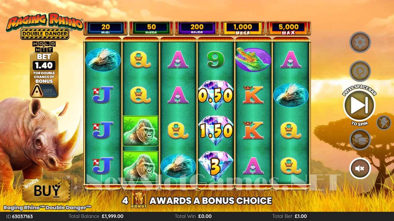 Raging Rhino Double Danger Slot Demo Image