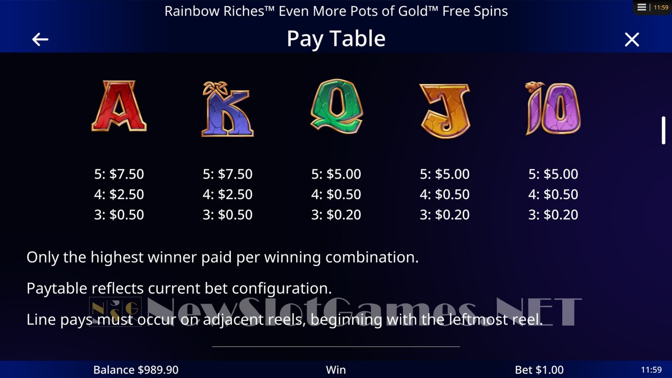 Rainbow Riches Even More Pots of Gold Free Spins Slot Slot Image in Demo - pic. 7