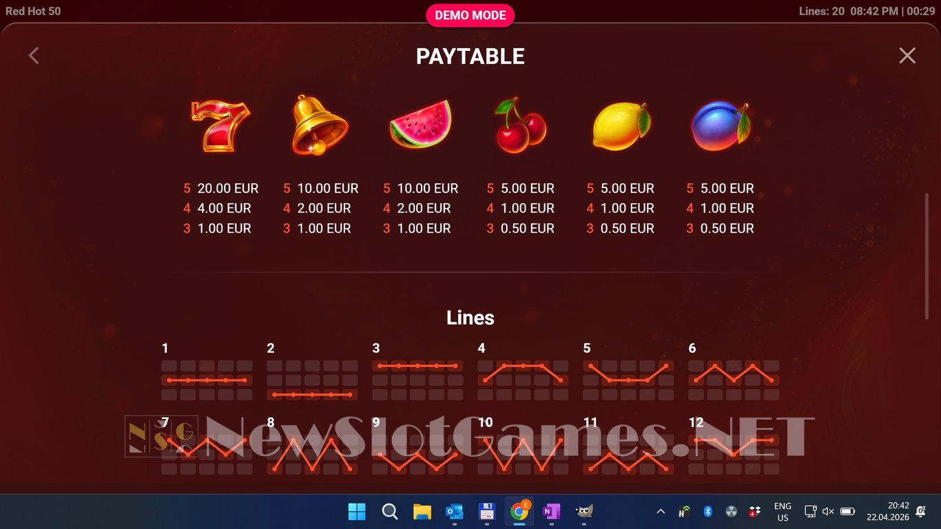 Red Hot 50 Slot Slot Image in Demo - pic. 6