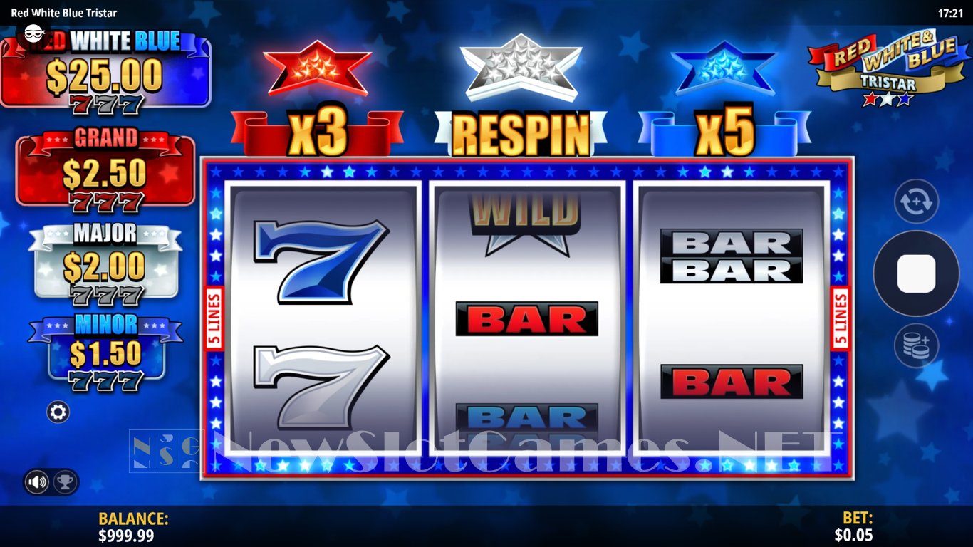 Red, White & Blue Tristar Slot Slot Image in Demo - pic. 3