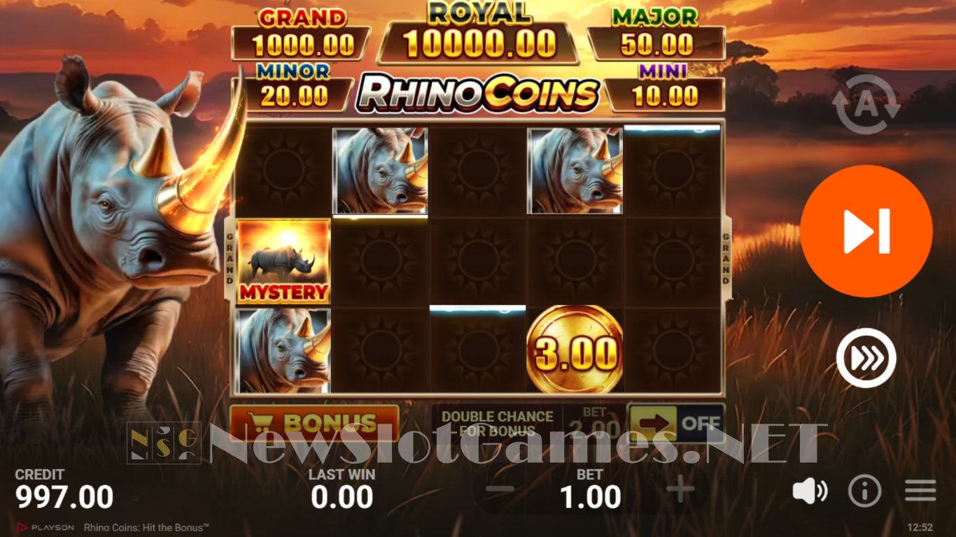 Rhino Coins Hit the Bonus Slot Demo Image