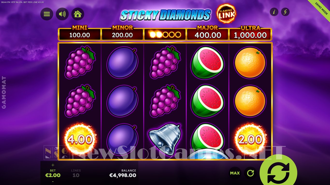 Sticky Diamonds Flaming Link Slot Demo Image