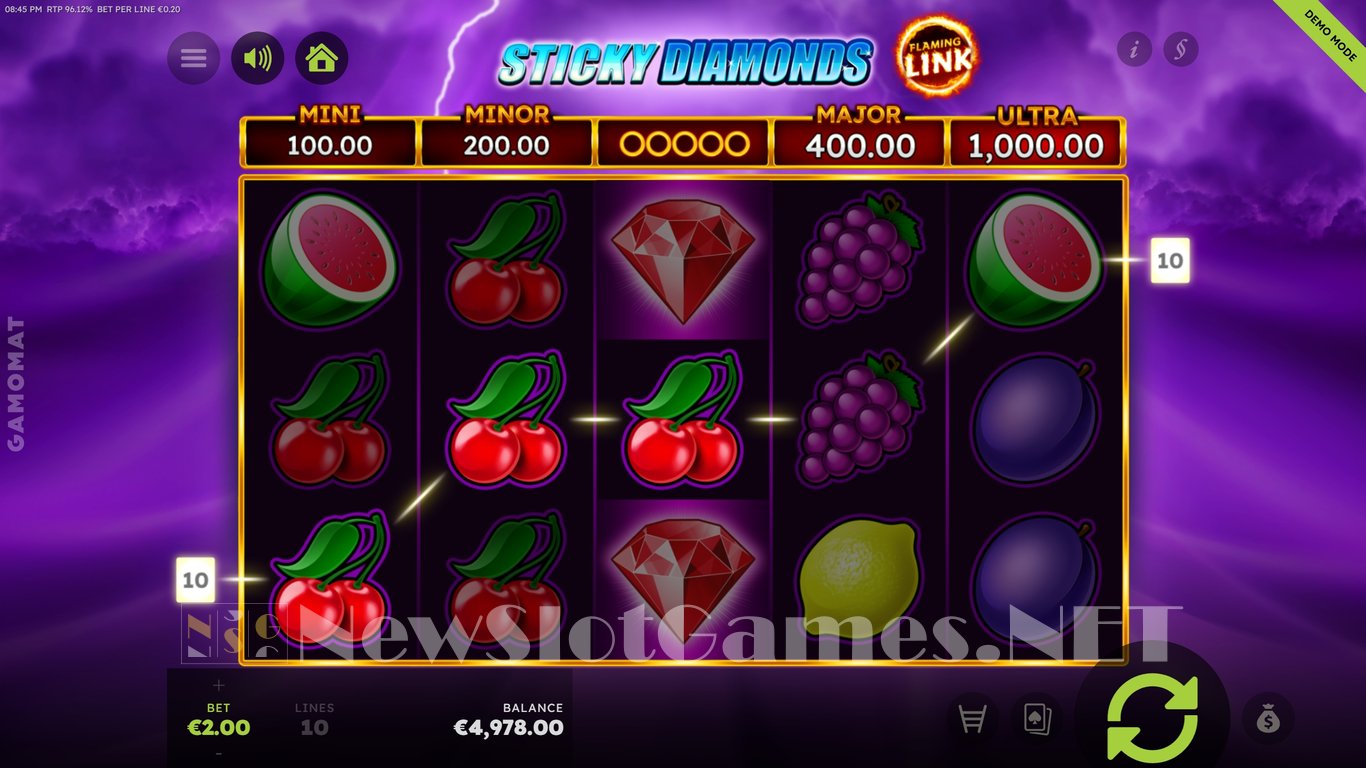 Sticky Diamonds Flaming Link Slot Slot Image in Demo - pic. 3