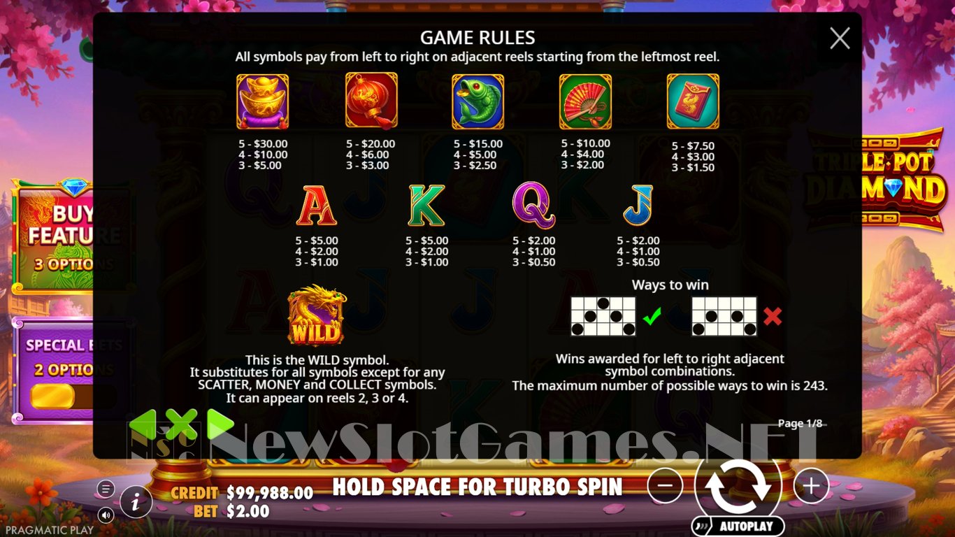 Triple Pot Diamond Slot Slot Image in Demo - pic. 3