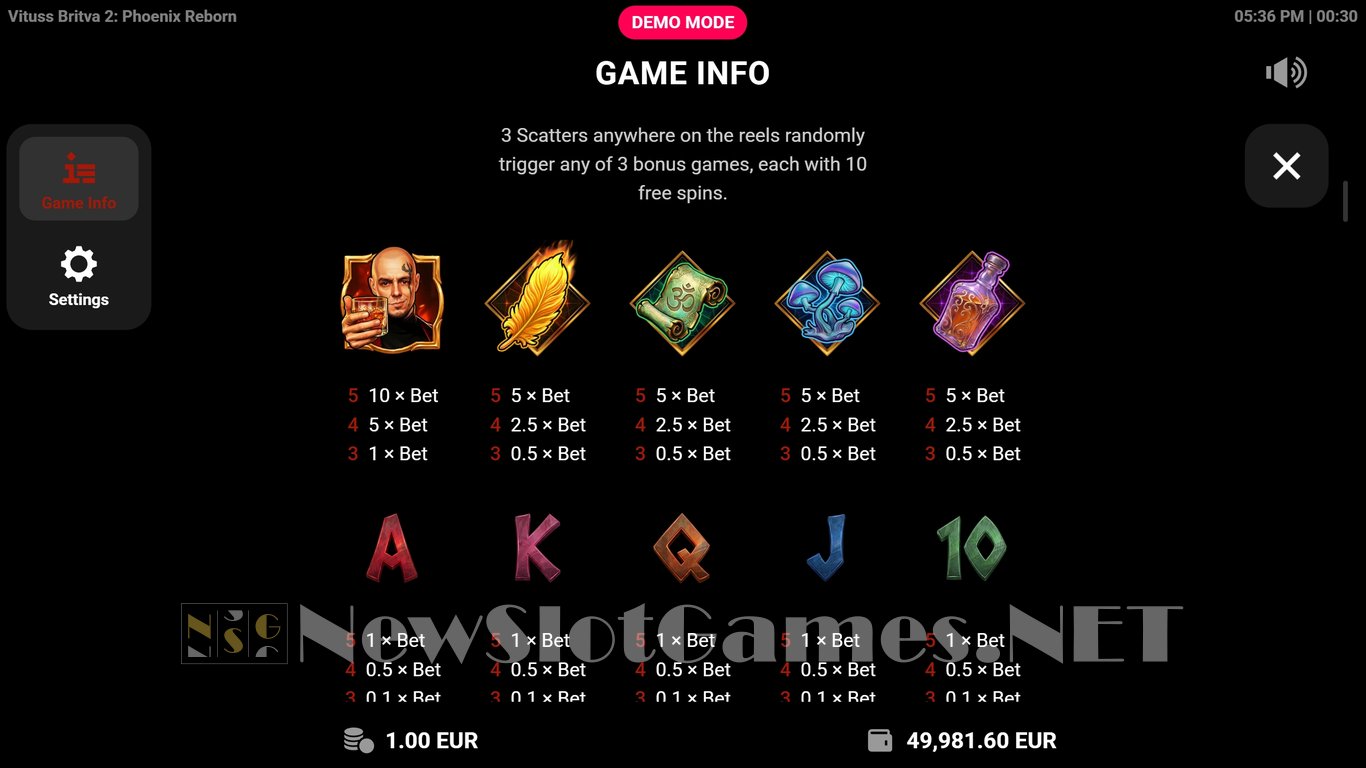 Vituss Britva 2 Phoenix Reborn Slot Slot Image in Demo - pic. 5