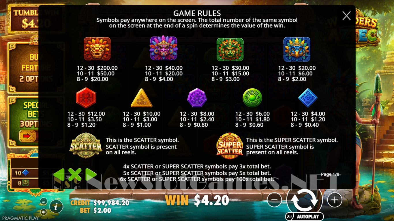 Wonders of Aztec Slot Slot Image in Demo - pic. 4